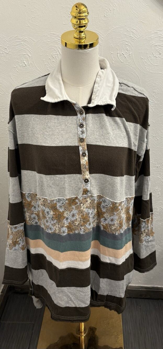 We The Free Eloise Striped Rugby Tunic Free People Size Medium Boho Lagenlook